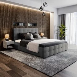 Κρεβάτι Roi  160x200 ύφασμα ανθρακί + αποθηκευτικό χώρο