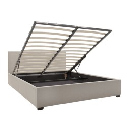 Κρεβάτι Norse  διπλό ύφασμα εκρού με αποθηκευτικό χώρο 160x200εκ