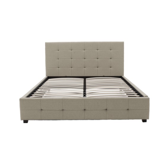 Κρεβάτι Roi pakoworld διπλό με αποθηκευτικό χώρο ύφασμα εκρού 160x200εκ Model: 006-000046
