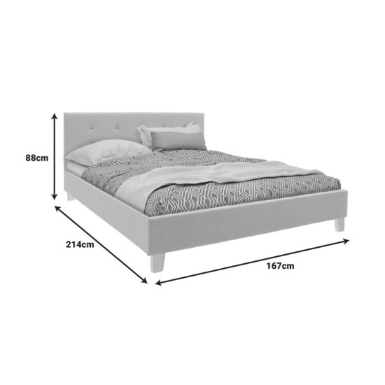 Κρεβάτι Mago  ύφασμα σε εκρού απόχρωση με φυσικό ξύλινο πόδι 160x200εκ