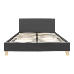 Κρεβάτι Mago  ύφασμα σε ανθρακί απόχρωση με ξύλινο πόδι 160x200εκ