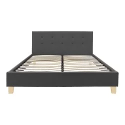 Κρεβάτι Mago  ύφασμα σε ανθρακί απόχρωση με ξύλινο πόδι 160x200εκ