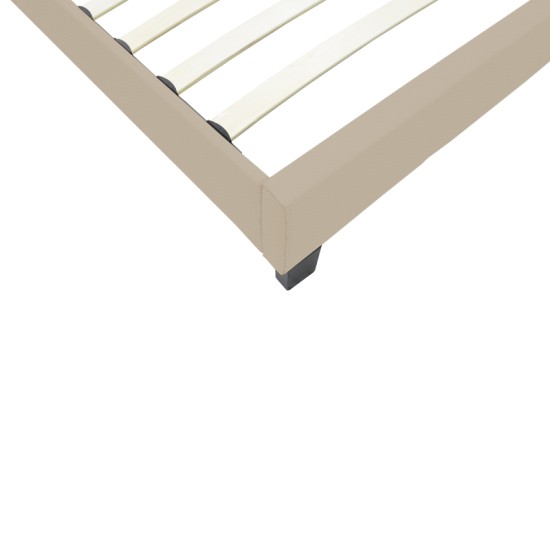 Κρεβάτι Nevil  ύφασμα εκρού με ξύλινο μαύρο πόδι 90x190εκ