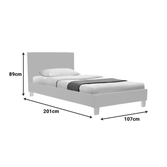 Κρεβάτι Nevil  ύφασμα εκρού με ξύλινο πόδι σε φυσική απόχρωση 100x200εκ