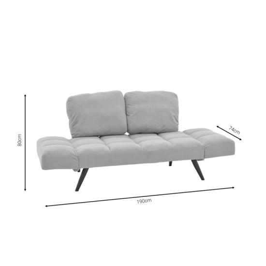 Καναπές - κρεβάτι 3θέσιος Jackie pakoworld μπουκλέ γκρι-μέταλλο μαύρο 190x80x74εκ Model: 024-000034