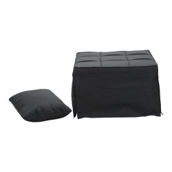 Σκαμπό-κρεβάτι Grejio  ύφασμα σε ανθρακί απόχρωση κα πόδι μαύρο μέταλλο 70x70x45εκ