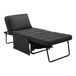 Σκαμπό-κρεβάτι Grejio  ύφασμα σε ανθρακί απόχρωση κα πόδι μαύρο μέταλλο 70x70x45εκ