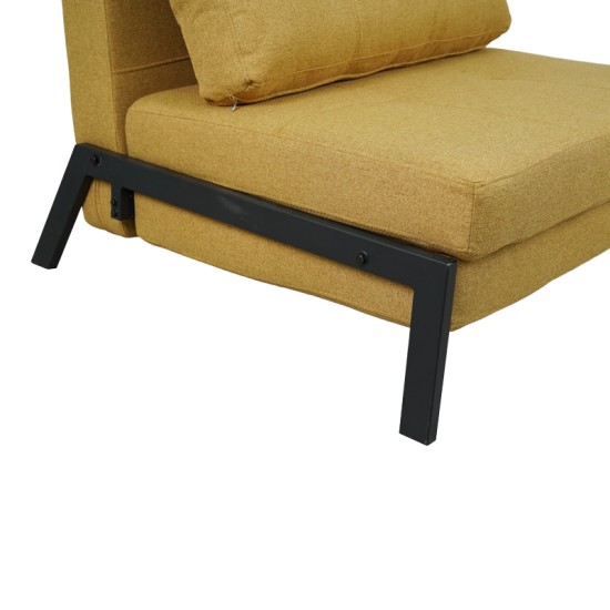 Πολυθρόνα-κρεβάτι Fancy  ύφασμα σε κίτρινη απόχρωση με μαύρο πόδι 95x98x70εκ