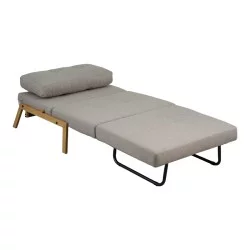 Πολυθρόνα-κρεβάτι Fancy  ύφασμα σε μπεζ απόχρωση με φυσικό πόδι 95x98x70εκ