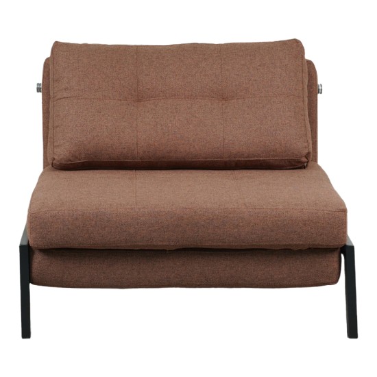 Πολυθρόνα-κρεβάτι Fancy  ύφασμα σε απόχρωση καφέ με μαύρο πόδι 95x98x70εκ