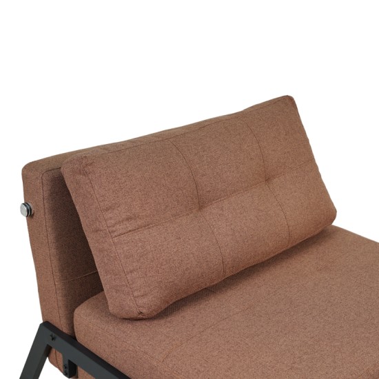 Πολυθρόνα-κρεβάτι Fancy  ύφασμα σε απόχρωση καφέ με μαύρο πόδι 95x98x70εκ