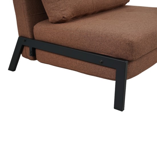 Πολυθρόνα-κρεβάτι Fancy  ύφασμα σε απόχρωση καφέ με μαύρο πόδι 95x98x70εκ