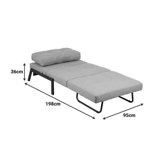 Πολυθρόνα-κρεβάτι Fancy  ύφασμα σε απόχρωση καφέ με μαύρο πόδι 95x98x70εκ