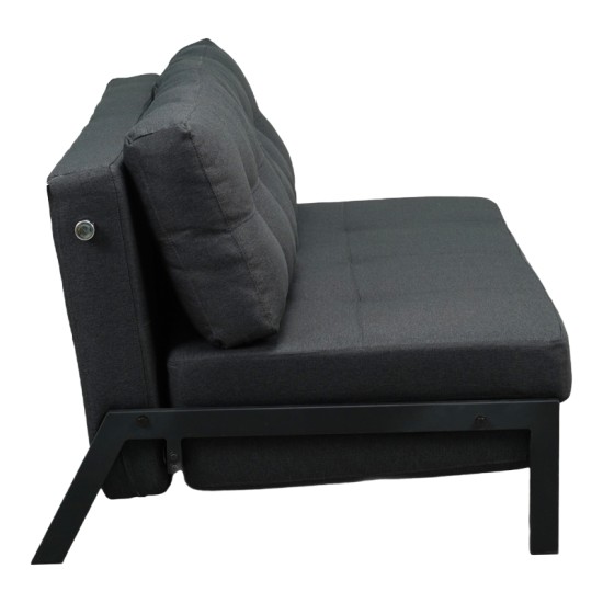Καναπές 2θέσιος-κρεβάτι Fancy  ύφασμα σε ανθρακί απόχρωση με μαύρο πόδι 150x92x77εκ