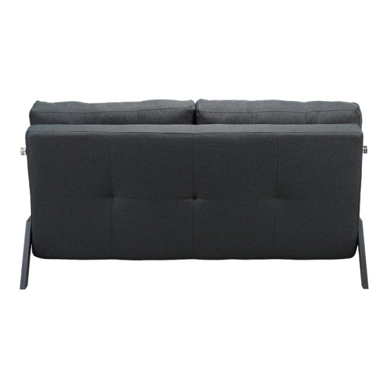 Καναπές 2θέσιος-κρεβάτι Fancy  ύφασμα σε ανθρακί απόχρωση με μαύρο πόδι 150x92x77εκ