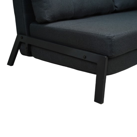 Καναπές 2θέσιος-κρεβάτι Fancy  ύφασμα σε ανθρακί απόχρωση με μαύρο πόδι 150x92x77εκ