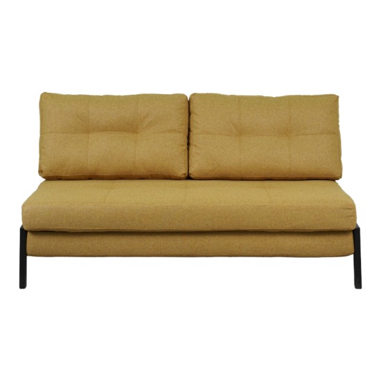 Καναπές 2θέσιος-κρεβάτι Fancy  ύφασμα σε κίτρινη απόχρωση με μαύρο πόδι 150x92x77εκ