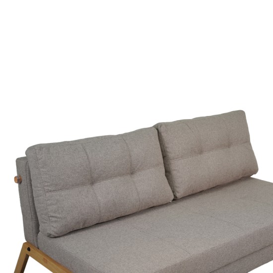 Καναπές 2θέσιος-κρεβάτι Fancy  ύφασμα σε μπεζ απόχρωση με φυσικό πόδι 150x92x77εκ