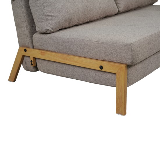 Καναπές 2θέσιος-κρεβάτι Fancy  ύφασμα σε μπεζ απόχρωση με φυσικό πόδι 150x92x77εκ