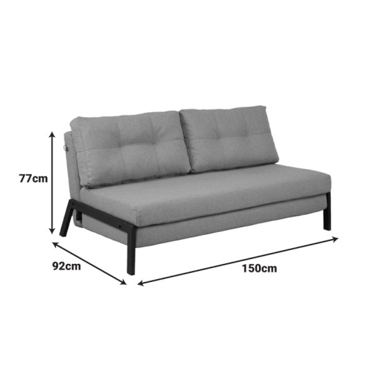 Καναπές 2θέσιος-κρεβάτι Fancy  ύφασμα σε μπεζ απόχρωση με φυσικό πόδι 150x92x77εκ