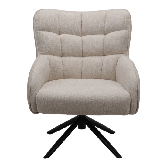 Πολυθρόνα Fremilia  περιστρεφόμενη γκρι-μπεζ ύφασμα με μαύρη μεταλλική βάση 75x80x94εκ