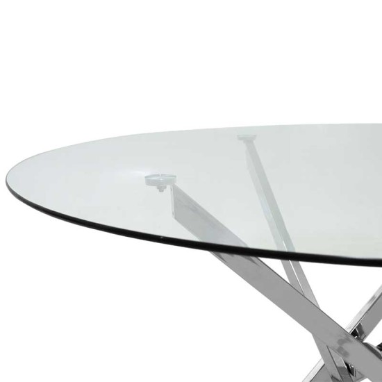 Τραπέζι στρόγγυλο Steve pakoworld με γυάλινη επιφάνεια διαφανές Φ120x74,5εκ Model: 029-000030