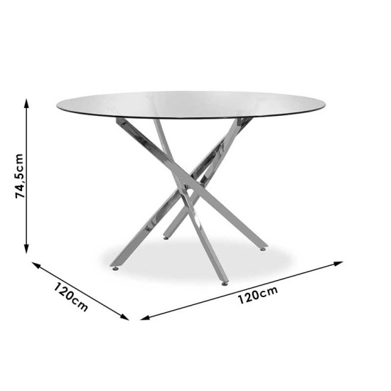 Τραπέζι στρόγγυλο Steve pakoworld με γυάλινη επιφάνεια διαφανές Φ120x74,5εκ Model: 029-000030
