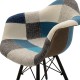 Πολυθρόνα Julita  ύφασμα patchwork μπλε γκρι-μαύρο πόδι