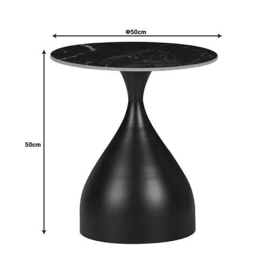 Βοηθητικό τραπέζι Kirkene Inart sintered stone σε απόχρωση μαύρο μαρμάρου με μαύρο μέταλλο Φ50x50εκ Βοηθητικό τραπέζι Kirkene Inart sintered stone σε απόχρωση μαύρο μαρμάρου με μαύρο μέταλλο Φ50x50εκ