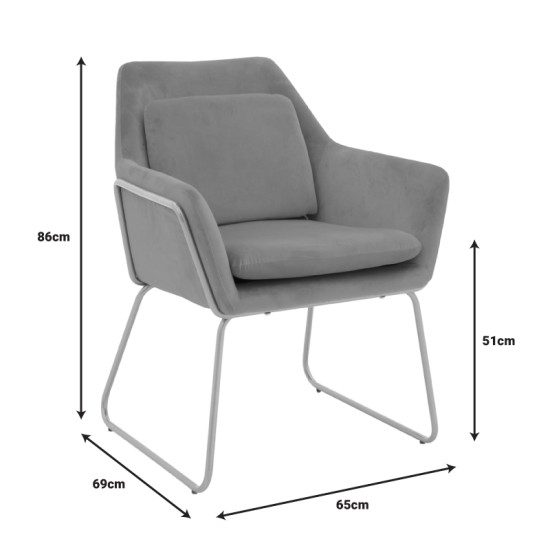 Πολυθρόνα Mira  βελούδο γκρι-χρυσό 65x69x86εκ Model: 029-000287