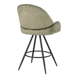 Σκαμπό μπαρ περιστρεφόμενο Morea  μπουκλέ ύφασμα σε λαδί απόχρωση με μαύρα μεταλλικά πόδια 55x66x107.5εκ