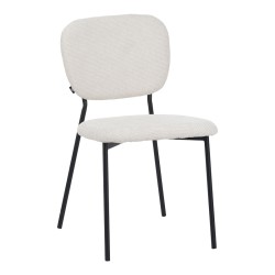 Καρέκλα Cathair  μπουκλέ ύφασμα σε μπεζ απόχρωση με μαύρα μεταλλικά πόδια 48x53x82εκ