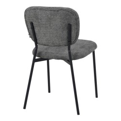 Καρέκλα Cathair  μπουκλέ ύφασμα σε γκρι απόχρωση με μαύρα μεταλλικά πόδια 48x53x82εκ