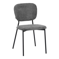 Καρέκλα Cathair  μπουκλέ ύφασμα σε γκρι απόχρωση με μαύρα μεταλλικά πόδια 48x53x82εκ