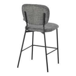 Σκαμπό μπαρ Cathair  μπουκλέ ύφασμα σε γκρι απόχρωση με μαύρα μεταλλικά πόδια 48x54x100εκ
