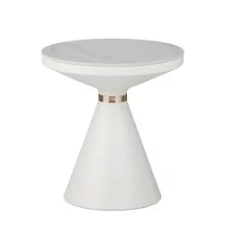 Βοηθητικά τραπέζια Coozlin Inart sintered stone σε απόχρωση λευκό μαρμάρου με λευκό-χρυσό μέταλλο