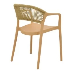 Πολυθρόνα Ankara  στοιβαζόμενη pp cappuccino απόχρωση με μπεζ rattan 57x48x80εκ