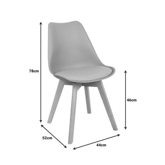 Καρέκλα Gaston  PP-PU taupe απόχρωση- φυσικό πόδι 43x51x75εκ