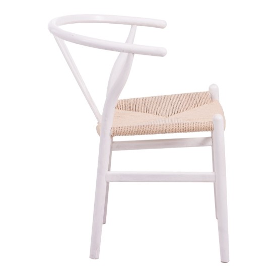 Καρέκλα Wishbone  rubberwood-σχοινί σε λευκή απόχρωση 60x51x80εκ