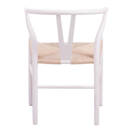 Καρέκλα Wishbone  rubberwood-σχοινί σε λευκή απόχρωση 60x51x80εκ