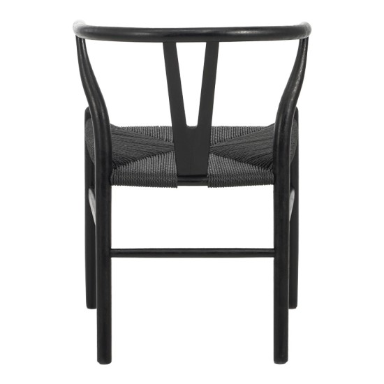 Καρέκλα Wishbone  rubberwood-σχοινί σε μαύρη απόχρωση 53.5x57x74εκ
