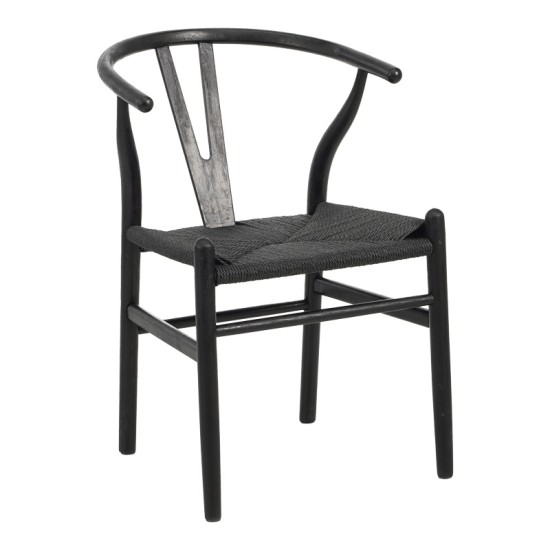 Καρέκλα Wishbone rubberwood-σχοινί σε μαύρη απόχρωση 60x51x80εκ Καρέκλα Wishbone rubberwood-σχοινί σε μαύρη απόχρωση 60x51x80εκ
