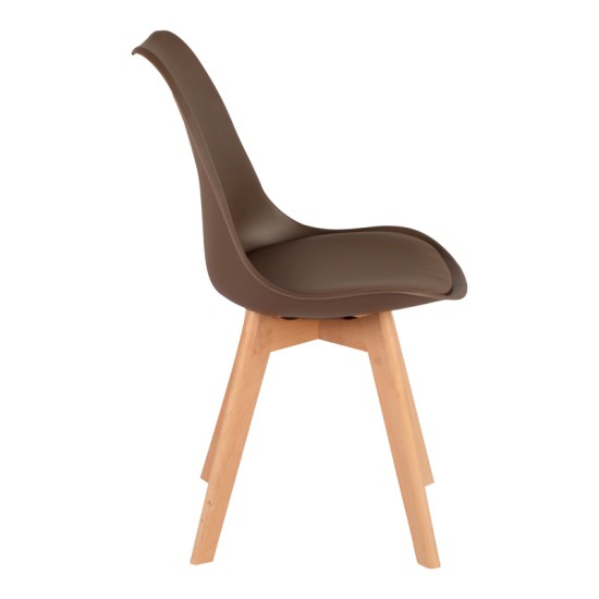 Καρέκλα Gaston PP-PU καφέ απόχρωση- φυσικό πόδι 43x51x75εκ Καρέκλα Gaston PP-PU καφέ απόχρωση- φυσικό πόδι 43x51x75εκ