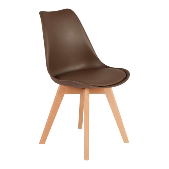 Καρέκλα Gaston PP-PU καφέ απόχρωση- φυσικό πόδι 43x51x75εκ Καρέκλα Gaston PP-PU καφέ απόχρωση- φυσικό πόδι 43x51x75εκ