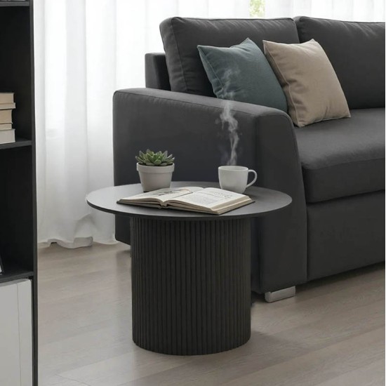 Τραπέζι σαλονιού Dovel  mdf σε μαύρη απόχρωση Φ70x40εκ