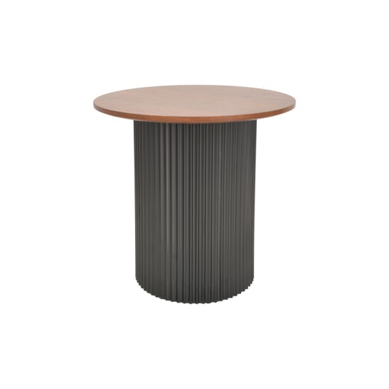 Βοηθητικό τραπέζι Dovel  mdf σε καρυδί-μαύρη απόχρωση Φ50x45εκ