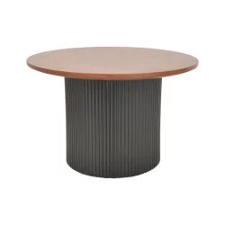 Τραπέζι σαλονιού Dovel  mdf σε καρυδί-μαύρο μέταλλο Φ70x45εκ