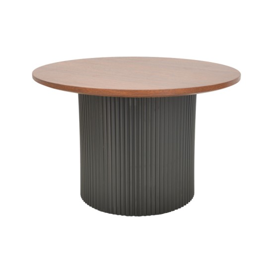 Τραπέζι σαλονιού Dovel  mdf σε καρυδί-μαυρη απόχρωση Φ70x40εκ