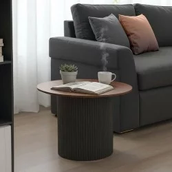 Τραπέζι σαλονιού Dovel  mdf σε καρυδί-μαύρο μέταλλο Φ70x45εκ