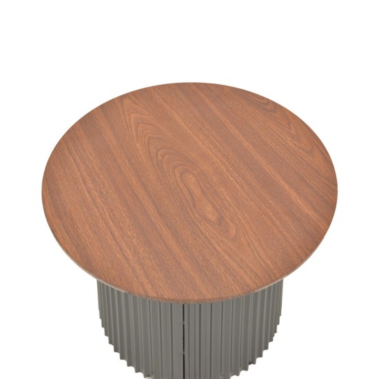 Τραπέζι σαλονιού Dovel  mdf σε καρυδί-μαυρη απόχρωση Φ70x40εκ